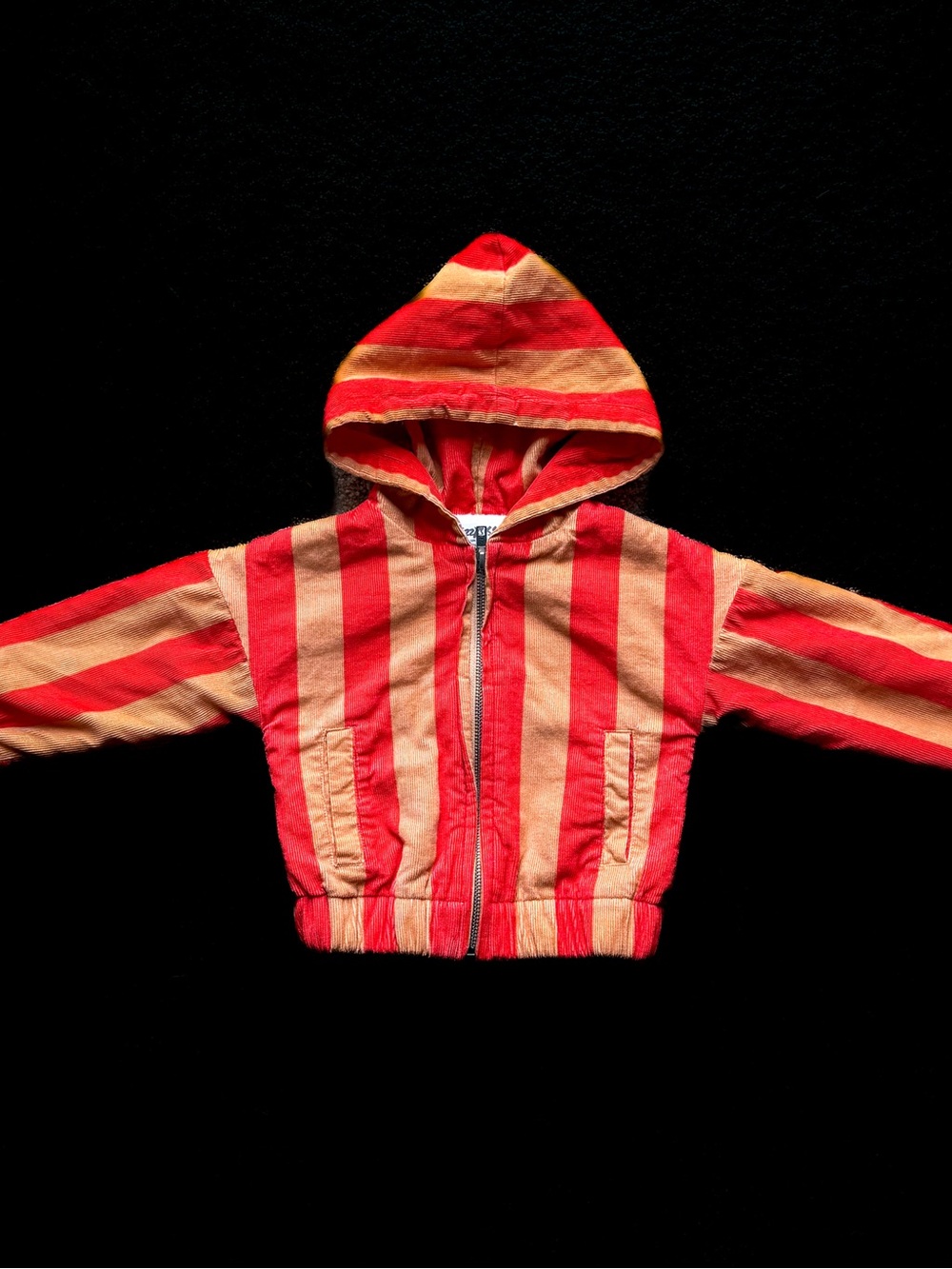 Bizz x Siss Maisonette Red and Orange Striped Hooded Zip Stoker Jacket